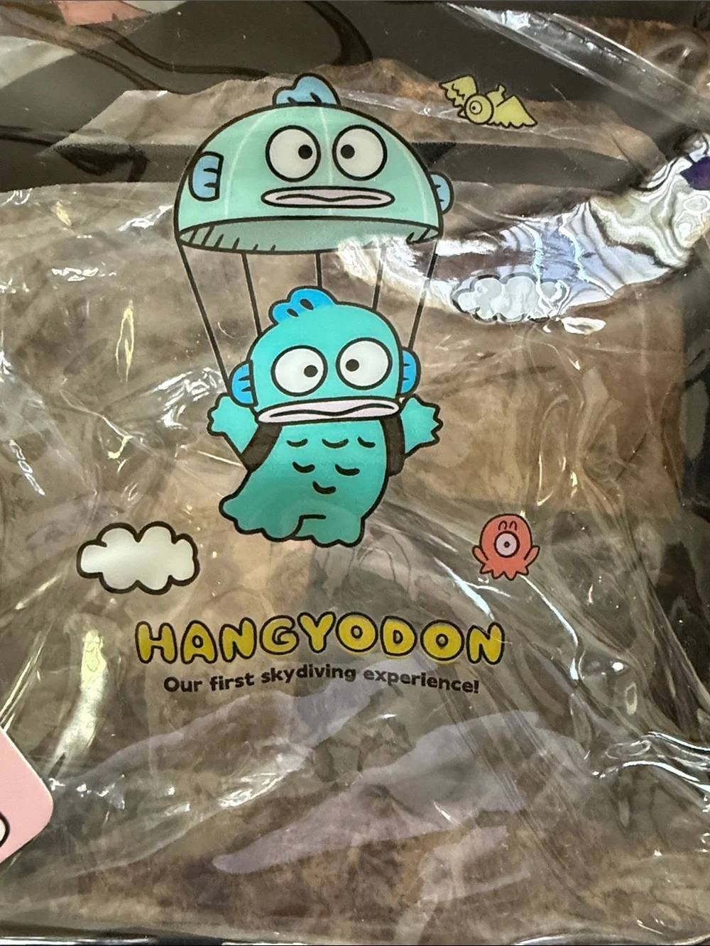 Sanrio Hangyodon Clear Kids Pouch with Teal and Yellow Graphics